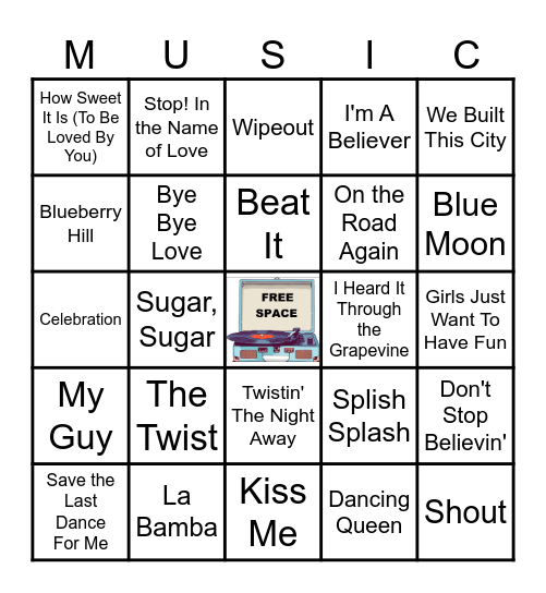 POPULAR 1960s-NOW Bingo Card