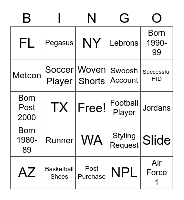 NEOD Cons Bingo Card
