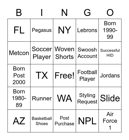 NEOD Cons Bingo Card