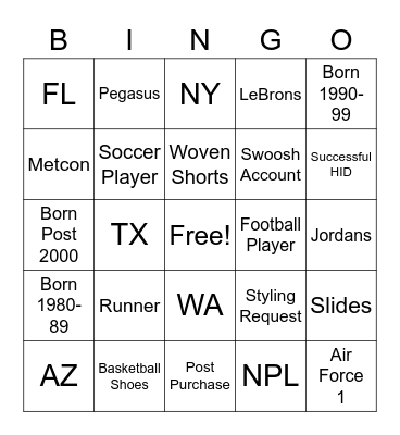NEOD Cons Bingo Card