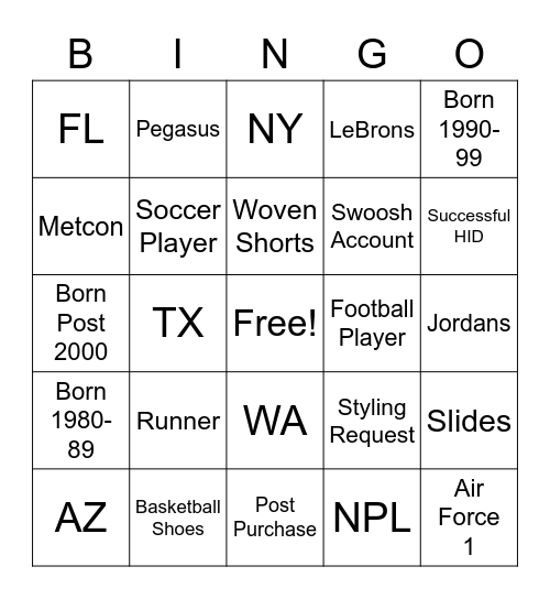 NEOD Cons Bingo Card