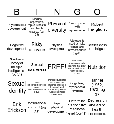 Chapter 2 Bingo Card