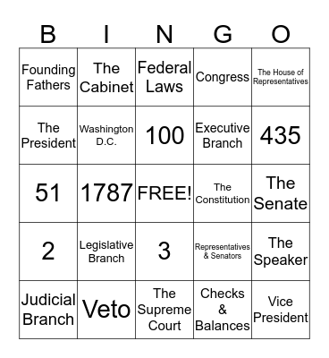 GOVERNMENT OPERATIONS  Bingo Card
