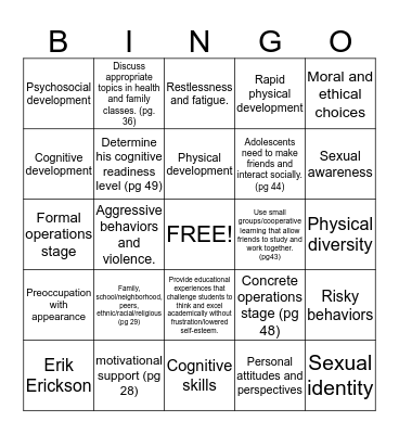Chapter 2 Bingo Card