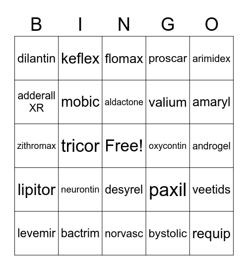 BRAND NAMES Bingo Card