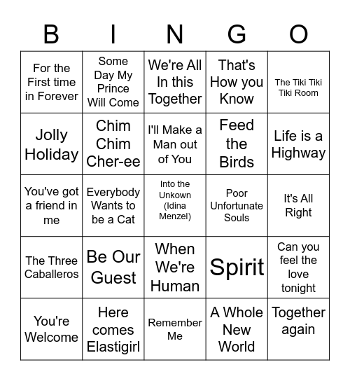 Mulan Bingo Card