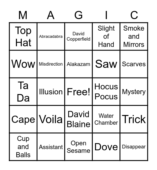 MAGIC Bingo Card