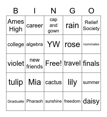 BLOOM Bingo Card