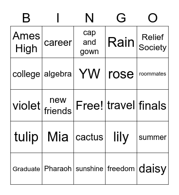 BLOOM Bingo Card