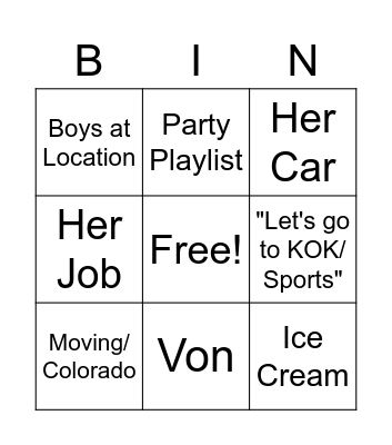 Haley Bingo Card