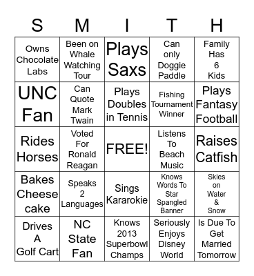 Rehearsal Bingo Card