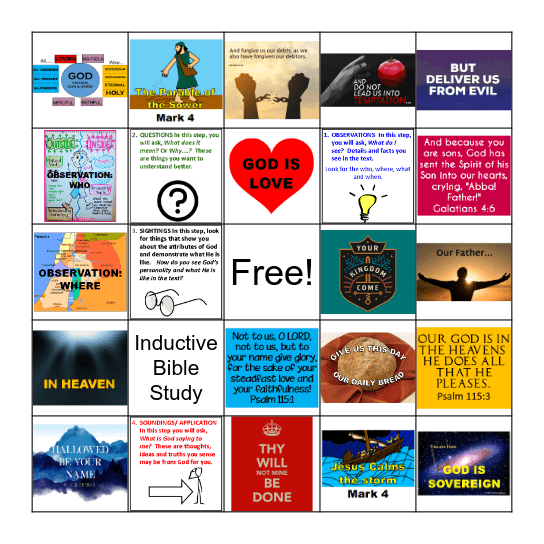 INDUCTIVE BIBLE STUDY AND PRAYER BINGO Card