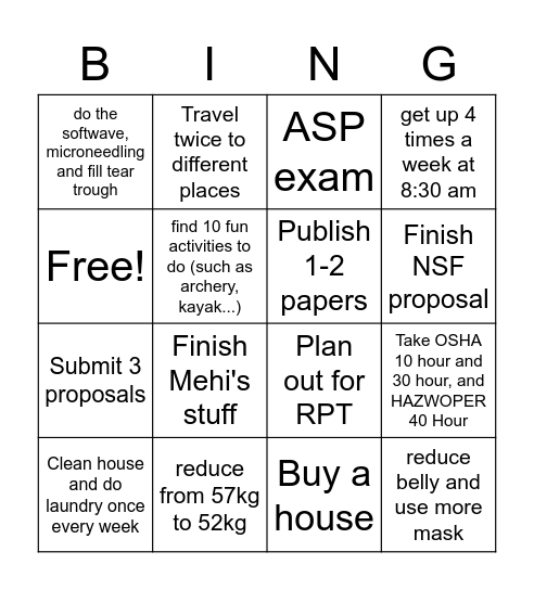 Summer 2022 Bingo Card