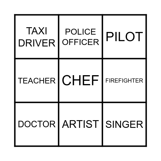 JOB BINGO! Bingo Card