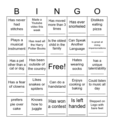 Find Someone Who... Bingo Card