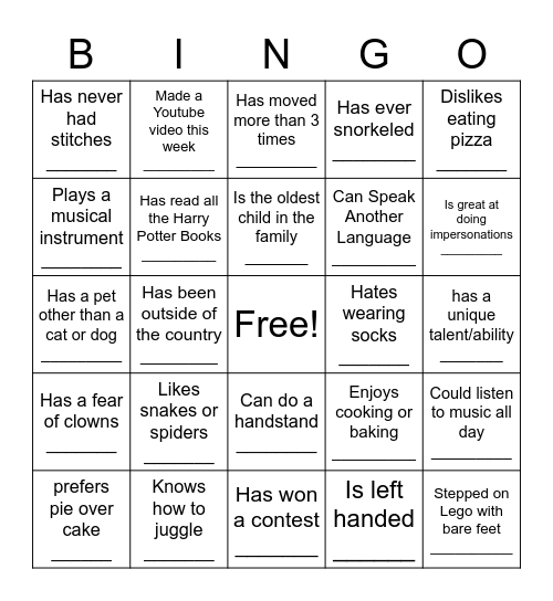 Find Someone Who... Bingo Card