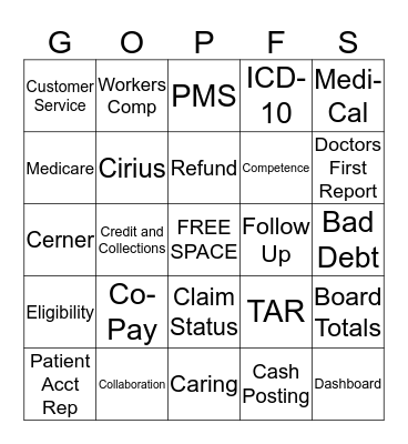 December   GO PFS!!! Bingo Card