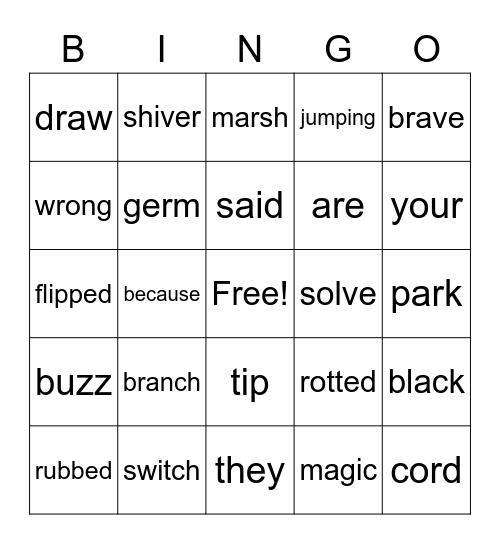 Bingo - Unit 5 Bingo Card