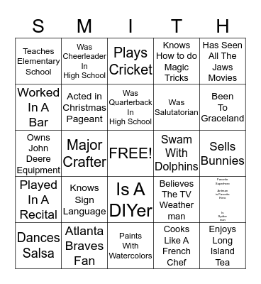 Rehearsal Bingo Card
