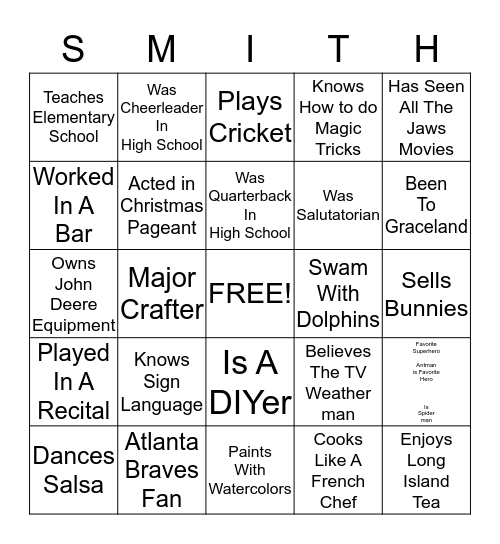 Rehearsal Bingo Card