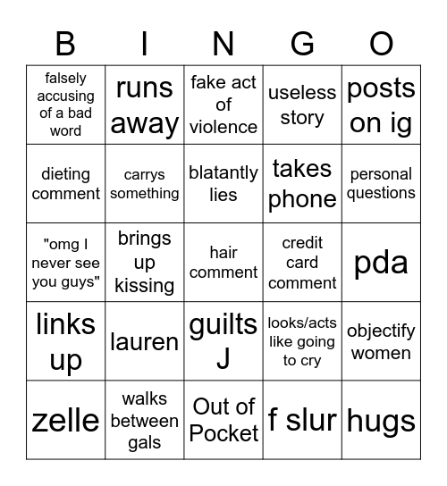 Walking Bingo! Bingo Card