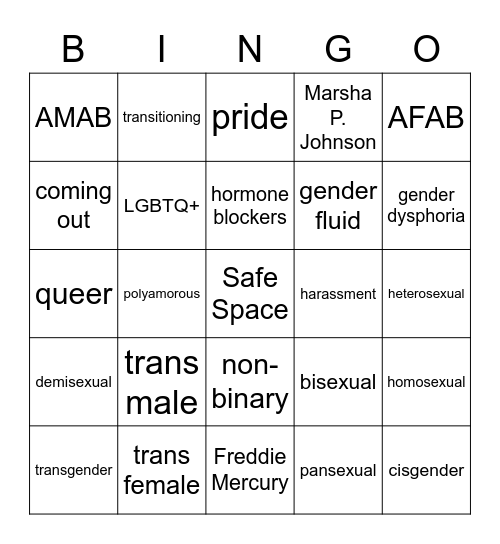 LGBTQ+ BINGO Card
