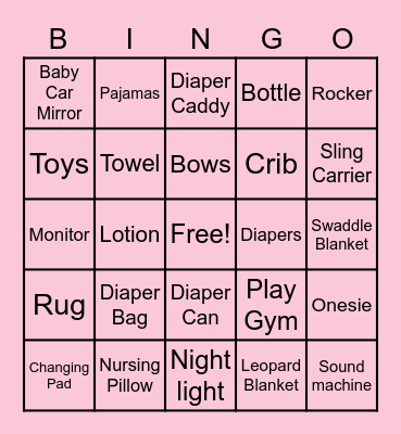 Baby Bingo Card