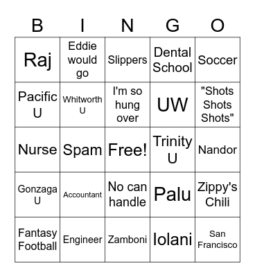 Seabrook Bingo Card