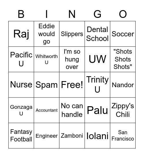 Seabrook Bingo Card