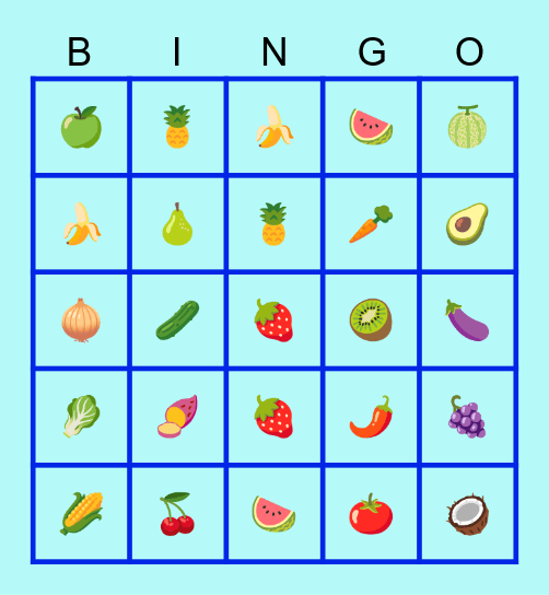 Bingo ผักผลไม้ Bingo Card