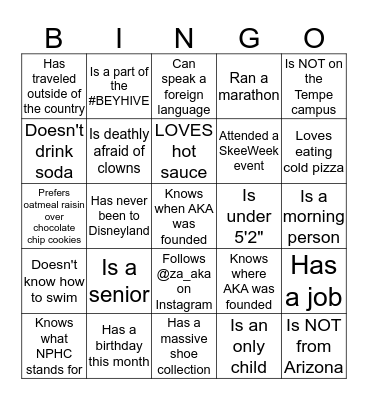 AKA Icebreaker Bingo FINAL Bingo Card