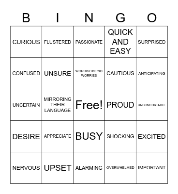 ACKNOWLEDGEMENT Bingo Card