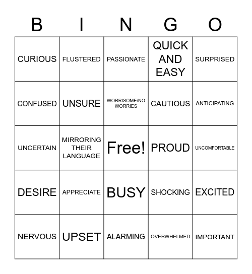 ACKNOWLEDGEMENT Bingo Card