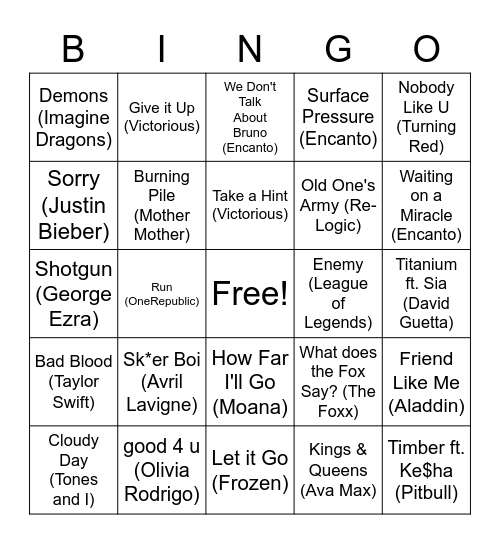 Division 3 Bingo Card