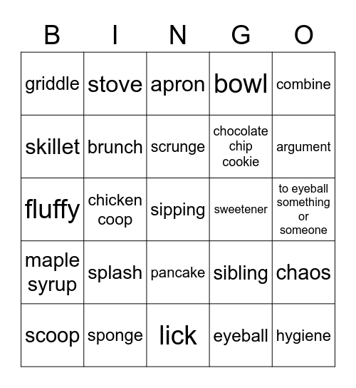 Real English Conversation: Eat With Us part 1 word Bingo Card