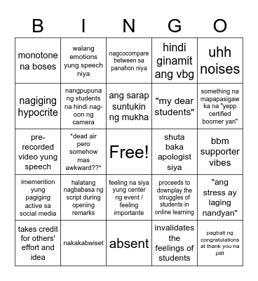 mel bingo Card