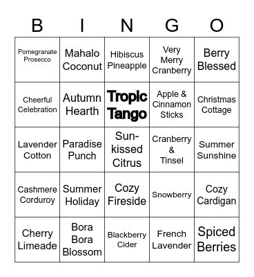 Scentsy with Louise B Bingo Card