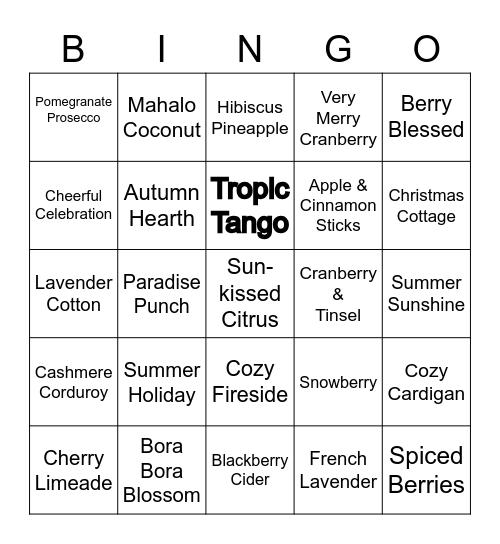 Scentsy with Louise B Bingo Card