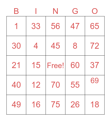 Joy Flores Bingo Card