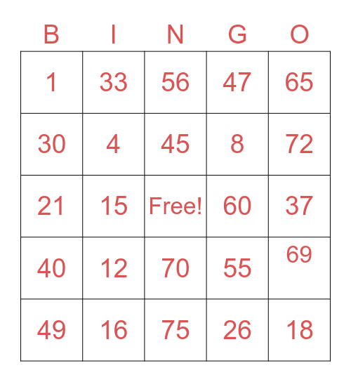 Joy Flores Bingo Card