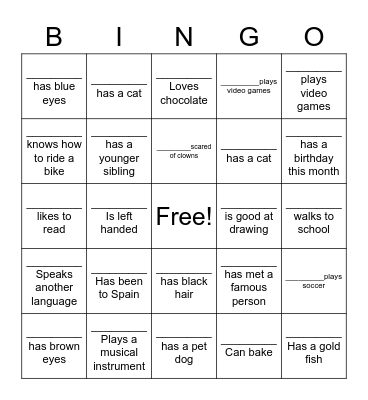 People Bingo Card