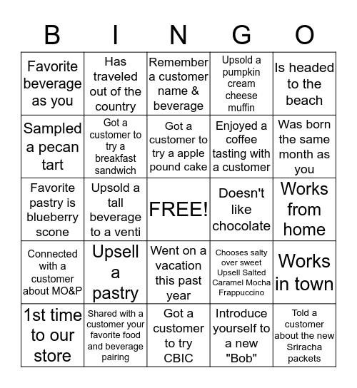 Customer Connect Bingo Card