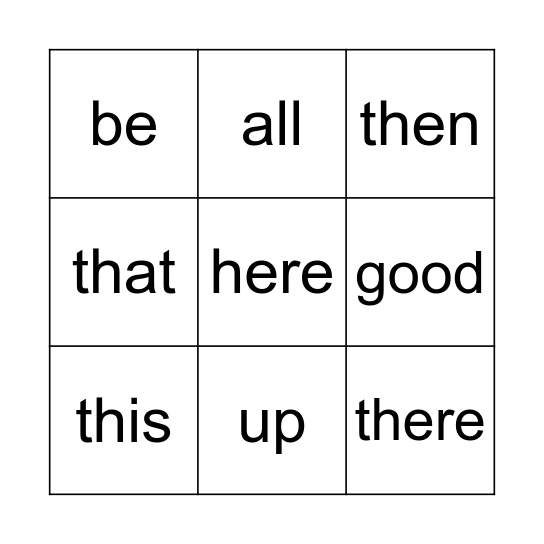 Learn to Read Bingo! Bingo Card