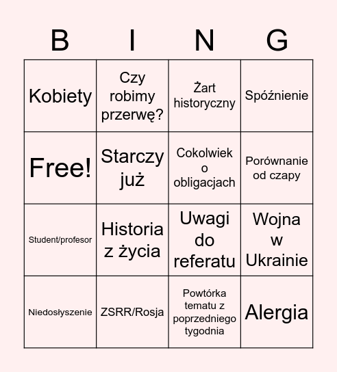 Sopoćkowe Bingo Card