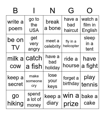 Have you ever? Bingo Card