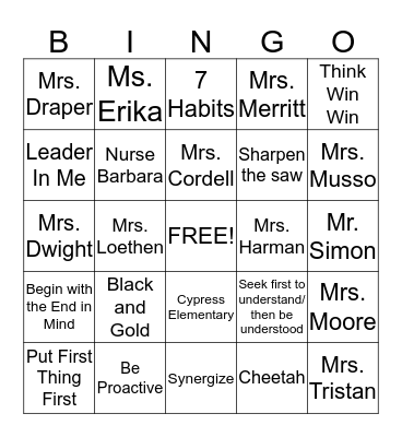 Cypress Cheetah Bingo Card