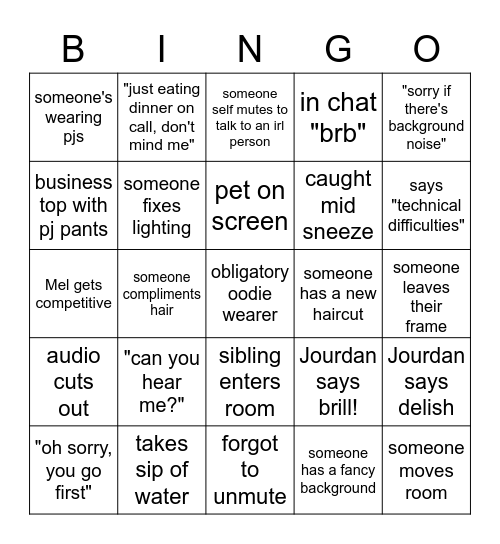 ChIPS Online Bingo Card