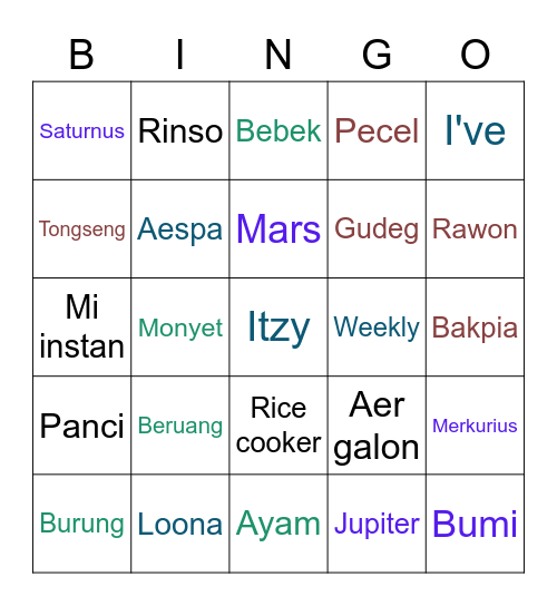 BISMILLAH BINGO DAFI Bingo Card