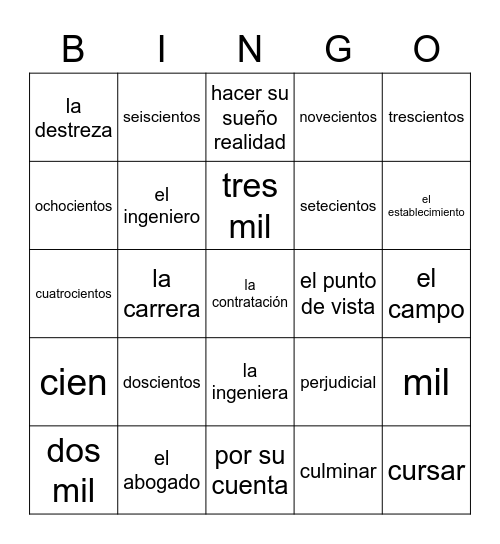 EC 3 U5 ASD#1 y #2 Bingo Card