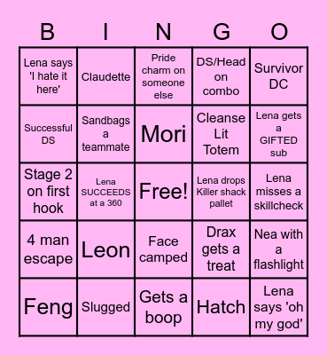 DBD Bingo Card